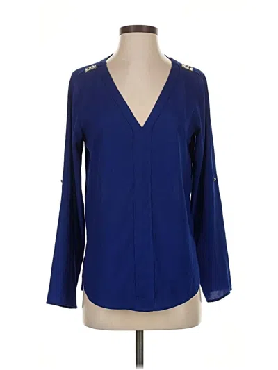 Pre-owned Zara Basic Long Sleeve Blouse In Blue