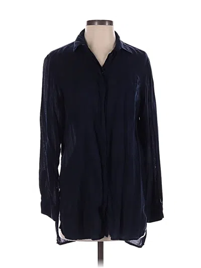 Pre-owned Zara Basic Long Sleeve Blouse In Blue