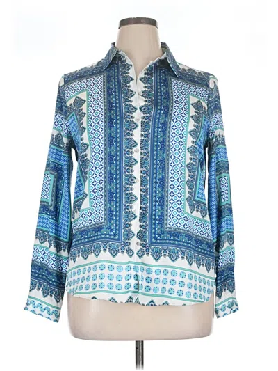 Pre-owned Zara Basic Long Sleeve Blouse In Blue