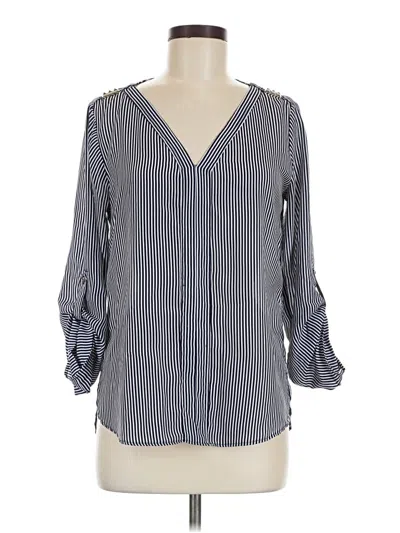 Pre-owned Zara Basic Long Sleeve Blouse In Blue