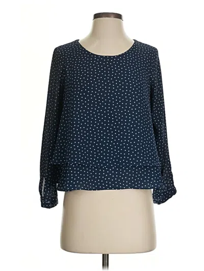 Pre-owned Zara Basic Long Sleeve Blouse In Blue