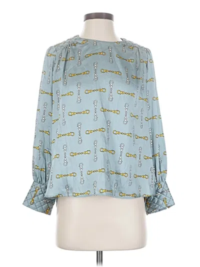 Pre-owned Zara Basic Long Sleeve Blouse In Blue