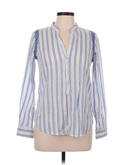 Pre-owned Zara Basic Long Sleeve Blouse In Blue