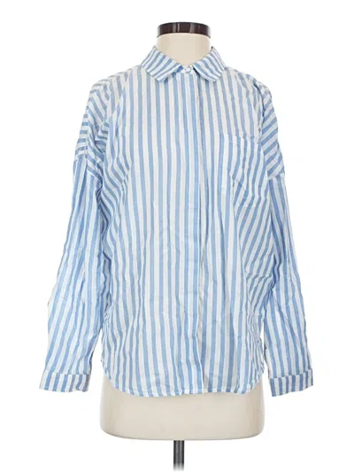 Pre-owned Zara Basic Long Sleeve Blouse In Blue