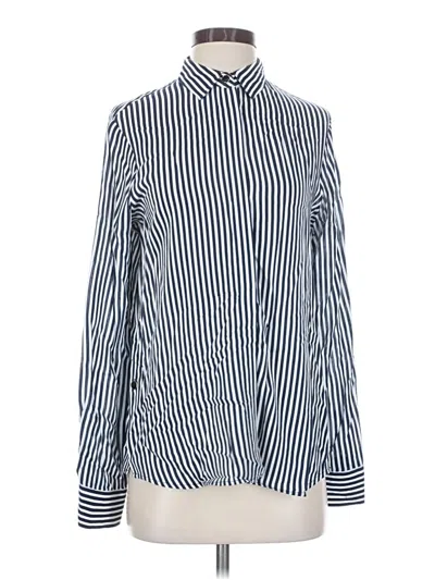 Pre-owned Zara Basic Long Sleeve Blouse In Blue