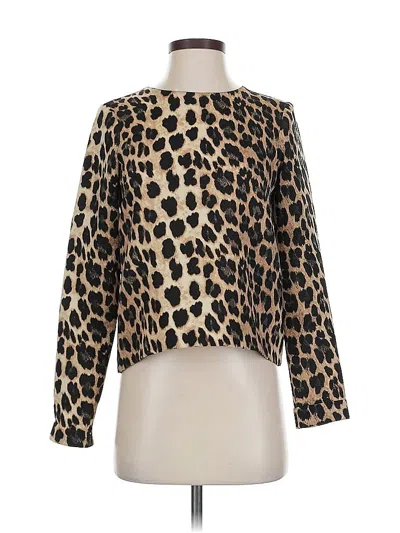 Pre-owned Zara Basic Long Sleeve Blouse In Brown