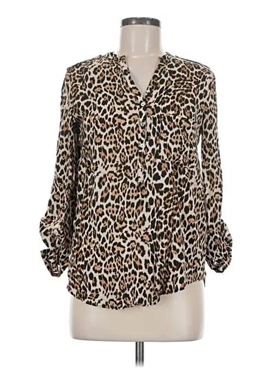 Pre-owned Zara Basic Long Sleeve Blouse In Brown