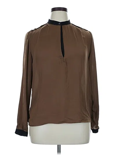 Pre-owned Zara Basic Long Sleeve Blouse In Brown