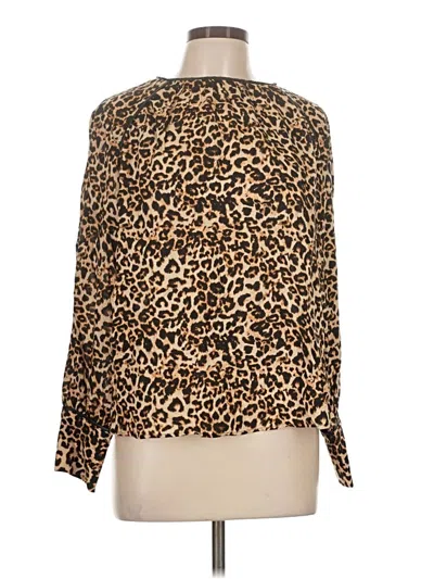 Pre-owned Zara Basic Long Sleeve Blouse In Brown