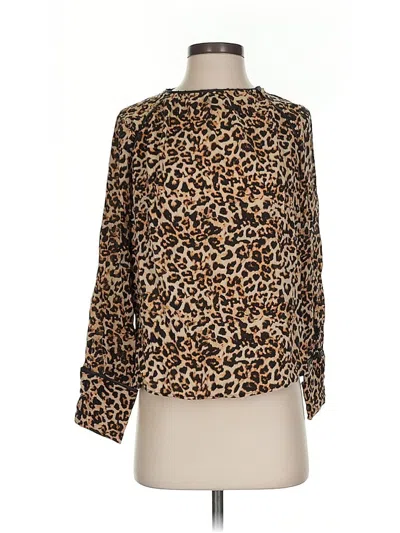 Pre-owned Zara Basic Long Sleeve Blouse In Brown