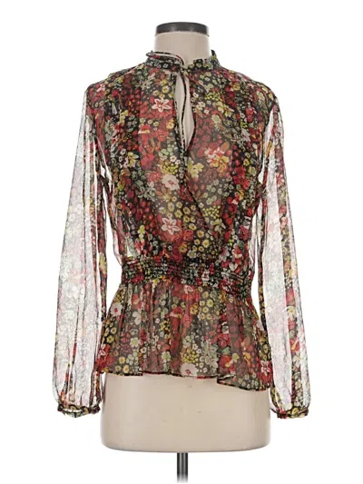 Pre-owned Zara Basic Long Sleeve Blouse In Brown