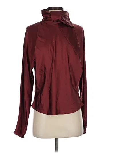 Pre-owned Zara Basic Long Sleeve Blouse In Burgundy
