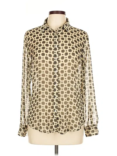 Pre-owned Zara Basic Long Sleeve Blouse In Gold