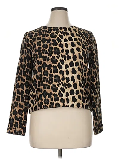Pre-owned Zara Basic Long Sleeve Blouse In Gold