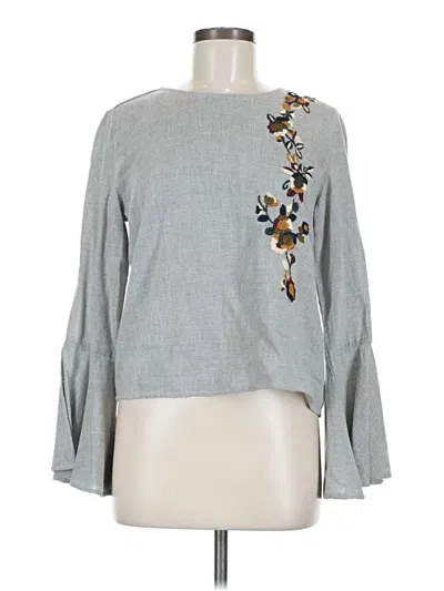 Pre-owned Zara Basic Long Sleeve Blouse In Gray