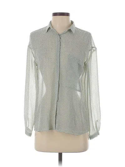 Pre-owned Zara Basic Long Sleeve Blouse In Green