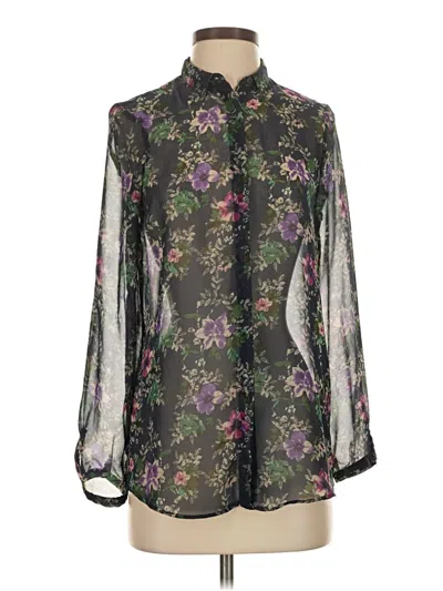 Pre-owned Zara Basic Long Sleeve Blouse In Green