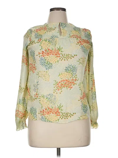 Pre-owned Zara Basic Long Sleeve Blouse In Green