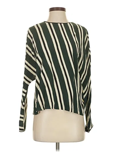 Pre-owned Zara Basic Long Sleeve Blouse In Green