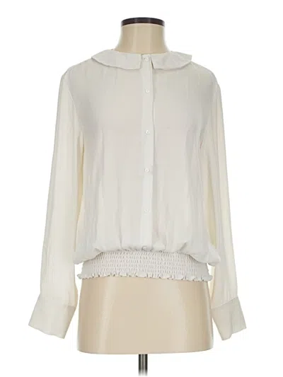 Pre-owned Zara Basic Long Sleeve Blouse In Ivory