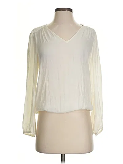 Pre-owned Zara Basic Long Sleeve Blouse In Ivory