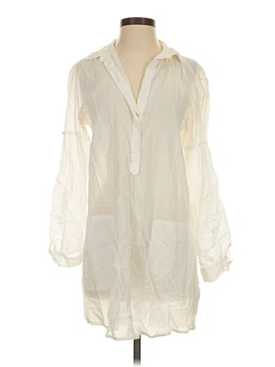 Pre-owned Zara Basic Long Sleeve Blouse In Ivory