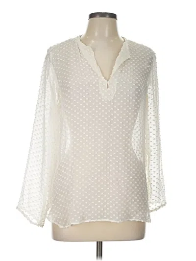 Pre-owned Zara Basic Long Sleeve Blouse In Ivory