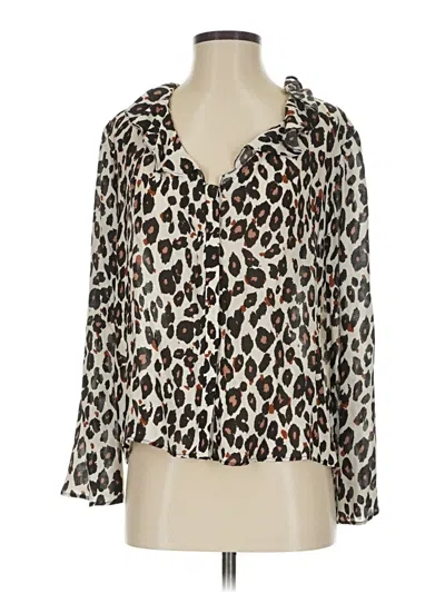 Pre-owned Zara Basic Long Sleeve Blouse In Ivory