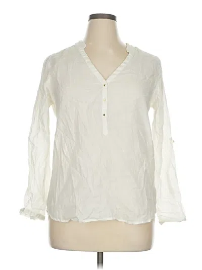 Pre-owned Zara Basic Long Sleeve Blouse In Ivory