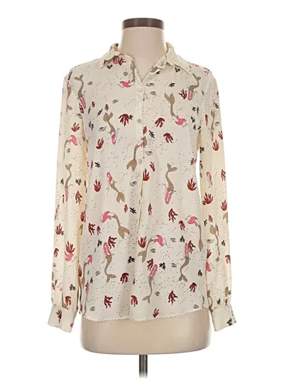 Pre-owned Zara Basic Long Sleeve Blouse In Ivory