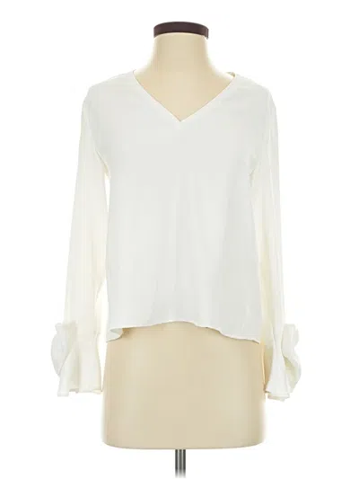 Pre-owned Zara Basic Long Sleeve Blouse In Ivory