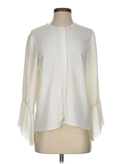 Pre-owned Zara Basic Long Sleeve Blouse In Ivory