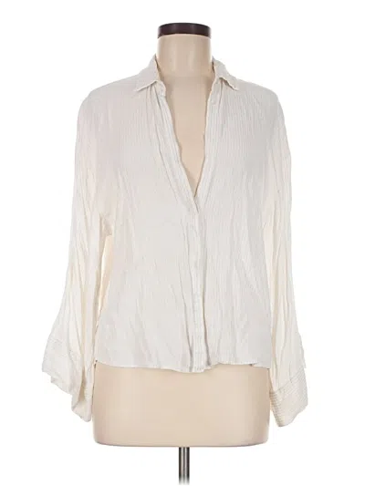 Pre-owned Zara Basic Long Sleeve Blouse In Ivory