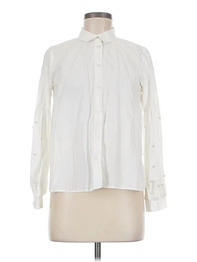 Pre-owned Zara Basic Long Sleeve Blouse In Ivory