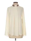 Zara Basic Long Sleeve Blouse In Ivory