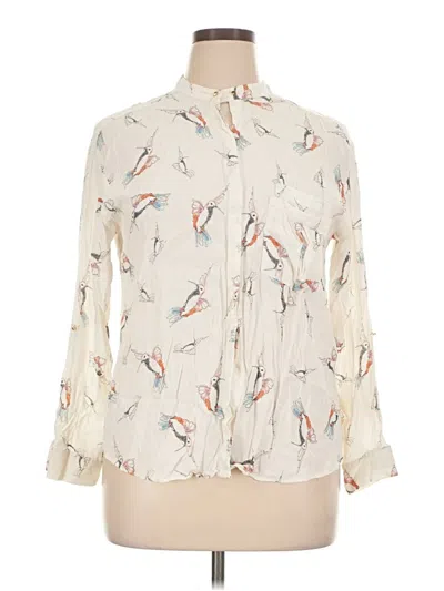 Pre-owned Zara Basic Long Sleeve Blouse In Ivory
