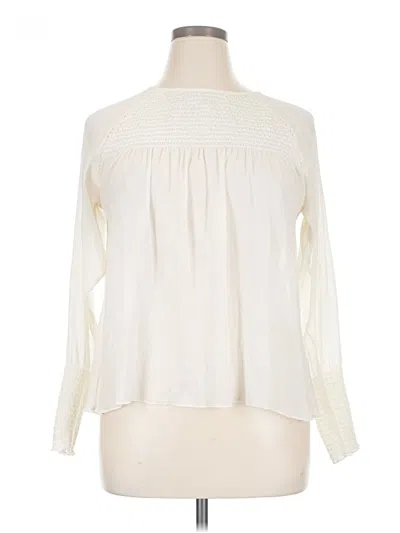 Pre-owned Zara Basic Long Sleeve Blouse In Ivory