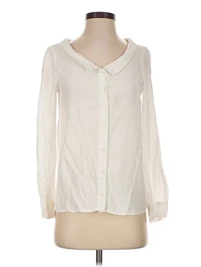 Pre-owned Zara Basic Long Sleeve Blouse In Ivory