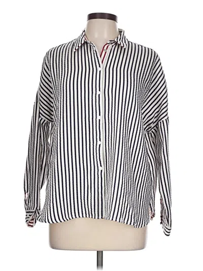 Pre-owned Zara Basic Long Sleeve Blouse In Ivory