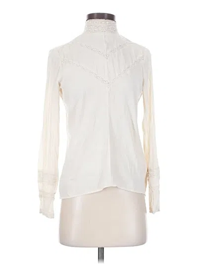 Pre-owned Zara Basic Long Sleeve Blouse In Ivory