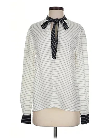 Pre-owned Zara Basic Long Sleeve Blouse In Ivory