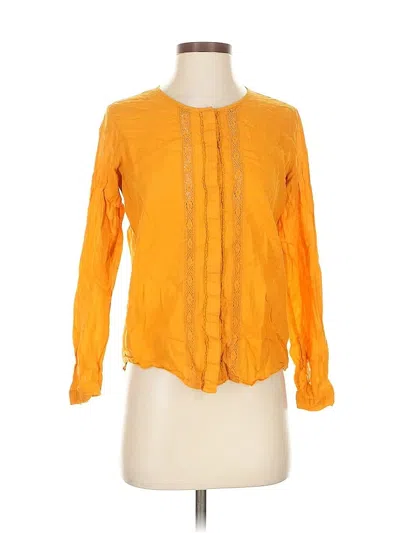 Pre-owned Zara Basic Long Sleeve Blouse In Orange