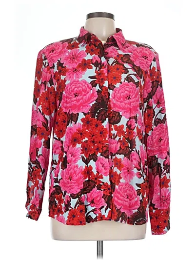 Pre-owned Zara Basic Long Sleeve Blouse In Pink
