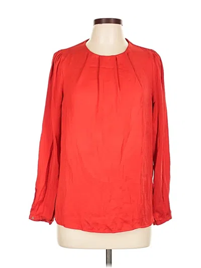 Pre-owned Zara Basic Long Sleeve Blouse In Red
