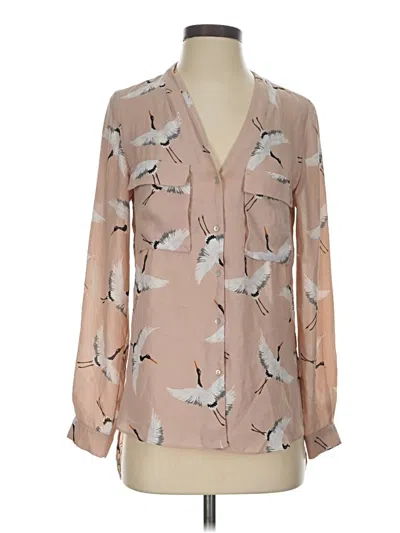 Pre-owned Zara Basic Long Sleeve Blouse In Tan