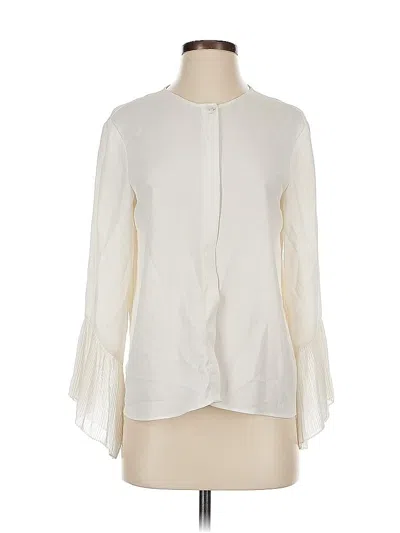 Pre-owned Zara Basic Long Sleeve Blouse In White
