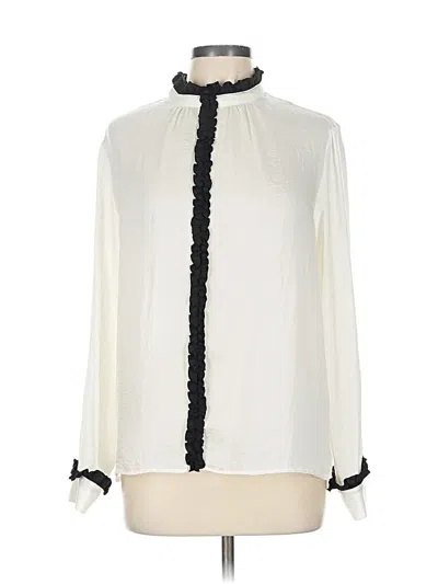 Pre-owned Zara Basic Long Sleeve Blouse In White
