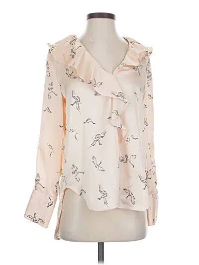 Pre-owned Zara Basic Long Sleeve Blouse In White