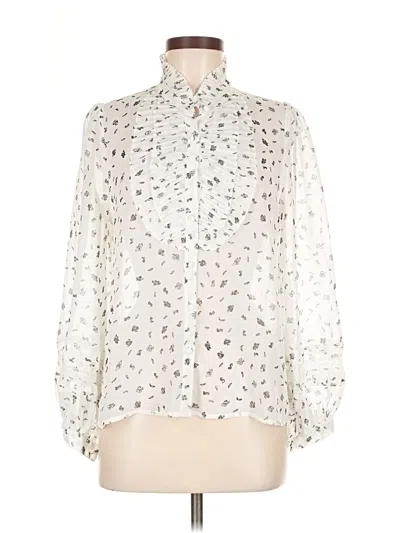 Pre-owned Zara Basic Long Sleeve Blouse In White