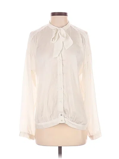 Pre-owned Zara Basic Long Sleeve Blouse In White